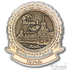 Магнит из бересты Пермь-Речной вокзал лента серебро